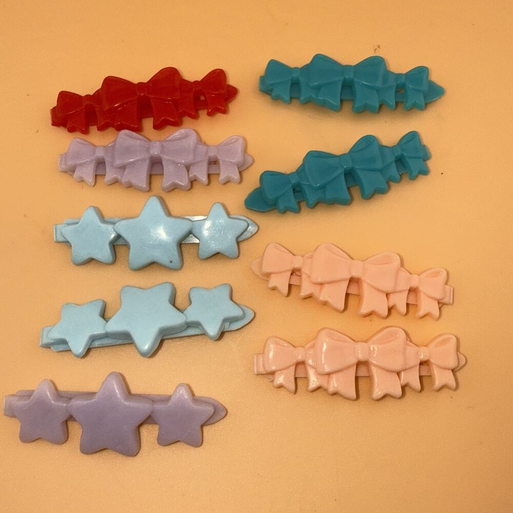 VTG 1980s Mold Used by Goody Snap Tight Barrettes Lot STARS BOWS